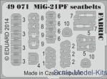 EDU-49071 Photoetched set 1/48 MiG-21PF seatbelts FABRIC, for Eduard kit