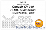 KVM14325 Mask 1/144 for Convair CV-340/C-131B Samaritan + wheels masks (RODEN)