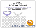 KVM14374 Mask 1/144 for Boeing 747-100, Boeing 747-100 (prototype mask) + wheels masks (Revell)