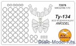 Decals / Mask: Mask for Tupolev Tu-134 (Amodel), KV Models, Scale 1:72