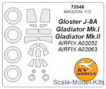 KVM72548 Mask for Gloster Gladiator and wheels masks (Airfix)