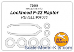 KVM72961 Mask 1/72 for Lockheed F-22 Raptor + wheels masks (Revell)