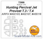 KVM72999 Mask 1/72 for Hunting Percival Jet Provost T.3/T.4 + wheels masks (AirFix)