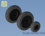 Detailing set: Wheels set for Focke-Wulf 190 A/F/G late disk with Continental late (smooth) main tire, Northstar Models, Scale 1:48