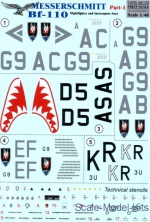 Decals / Mask: Decal for Messerschmitt Bf 110, part 1, Print Scale, Scale 1:48