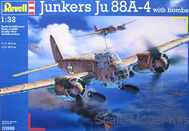 Revell - Junkers Ju88 A-4 with bombs - plastic scale model kit in 1:32 ...