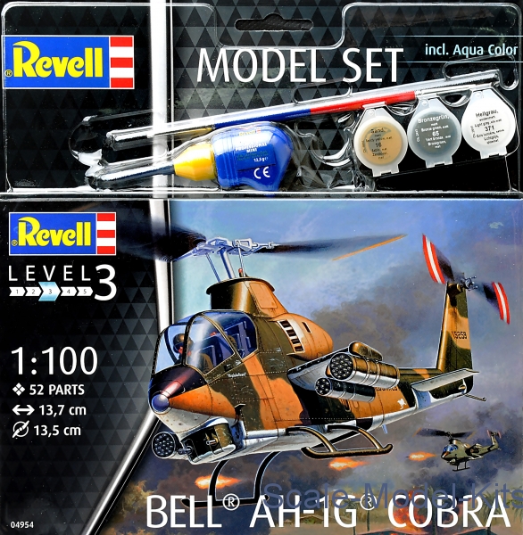 Bell Ah-1g Cobra Helicopter Set 1:100 Plastic Model Kit REVELL 