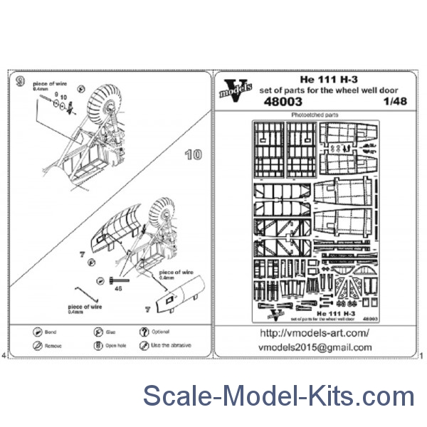 Vmodels Photoetched set of details for He 111 H3 wheel well set (ICM